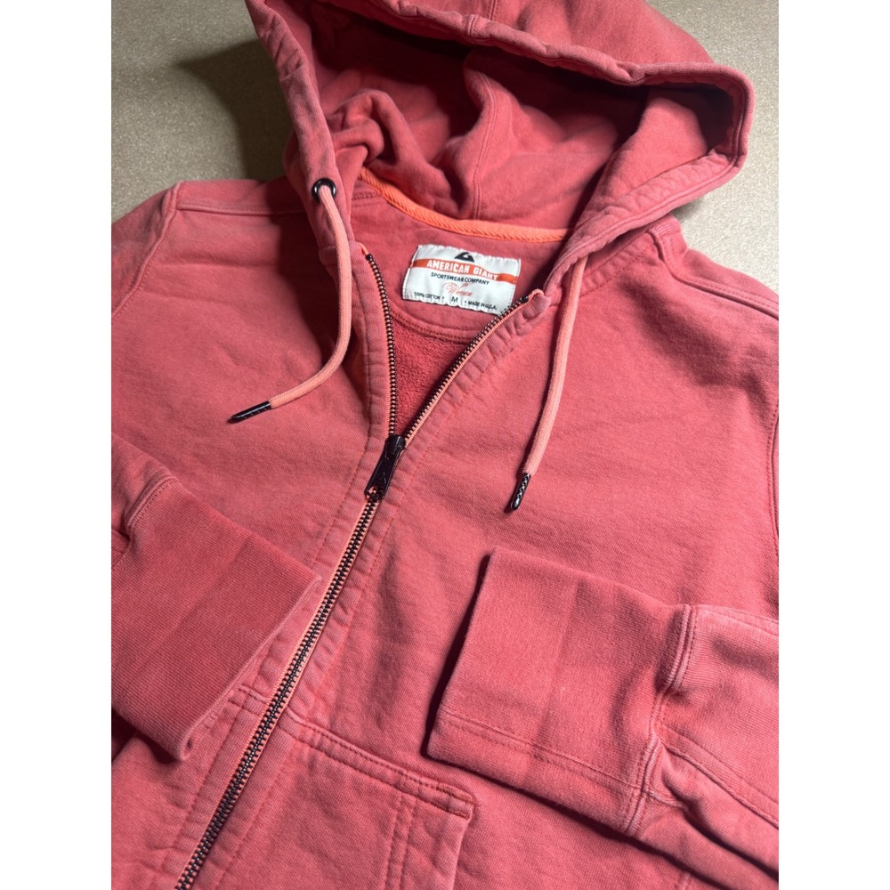 American Giant Womens Full Zip Hoodie Coral Pink Cotton Sweatshirt Size M